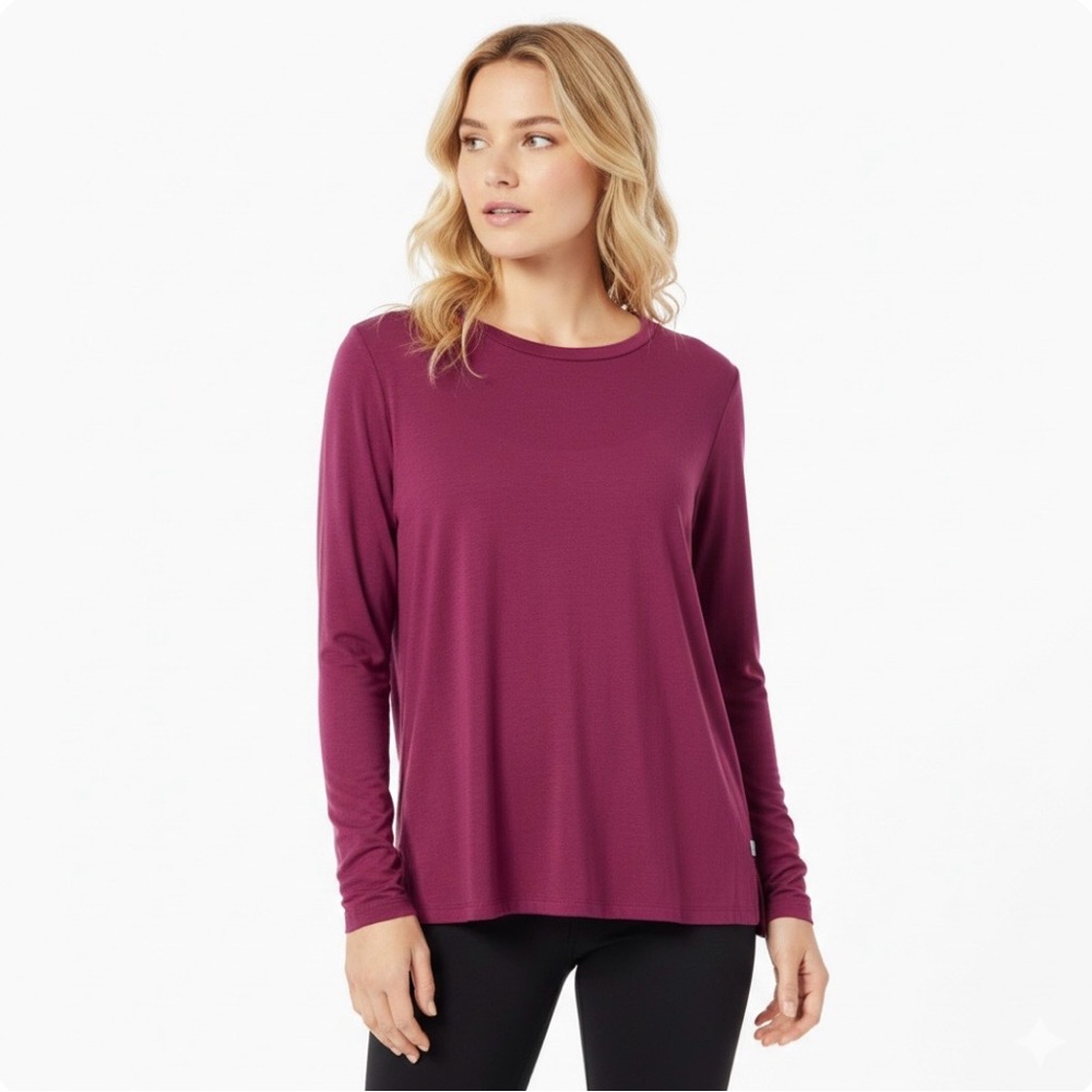 NWT Addison Bay Everyday Long Sleeve Top Heather Berry Pink XS Soft Luxe